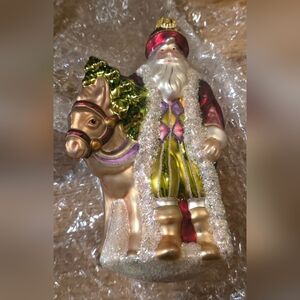 Radko Bishop Old Time Santa With Horse Christmas Ornament 6.75 Inch